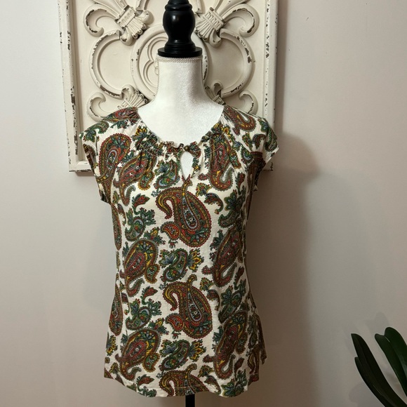 Tommy Hilfiger cap sleeve paisley print top - Picture 1 of 5